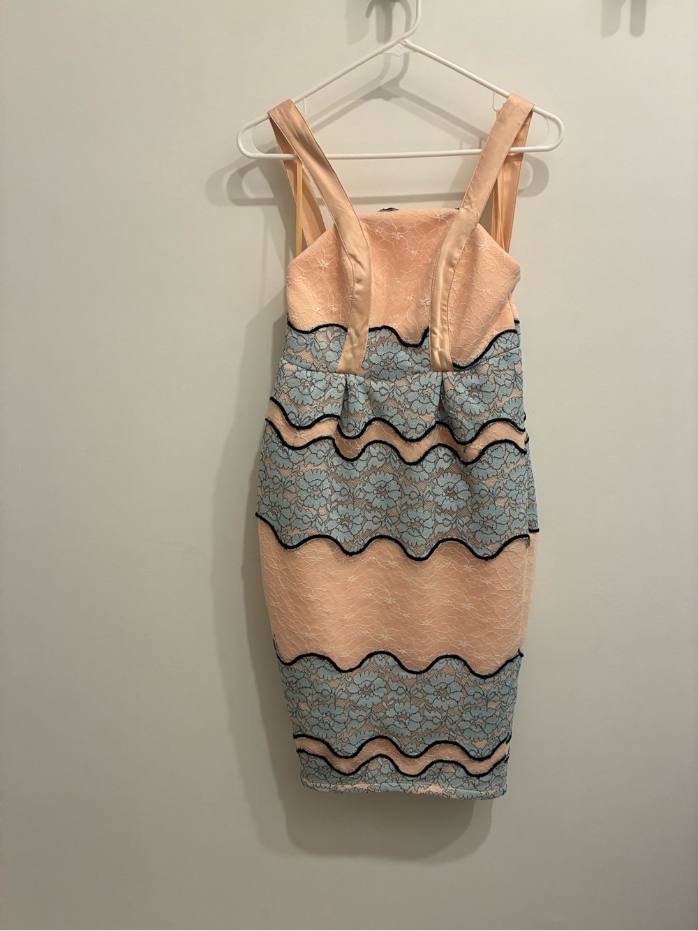 ASOS Peach and Light Blue Lace Panel Midi Dress